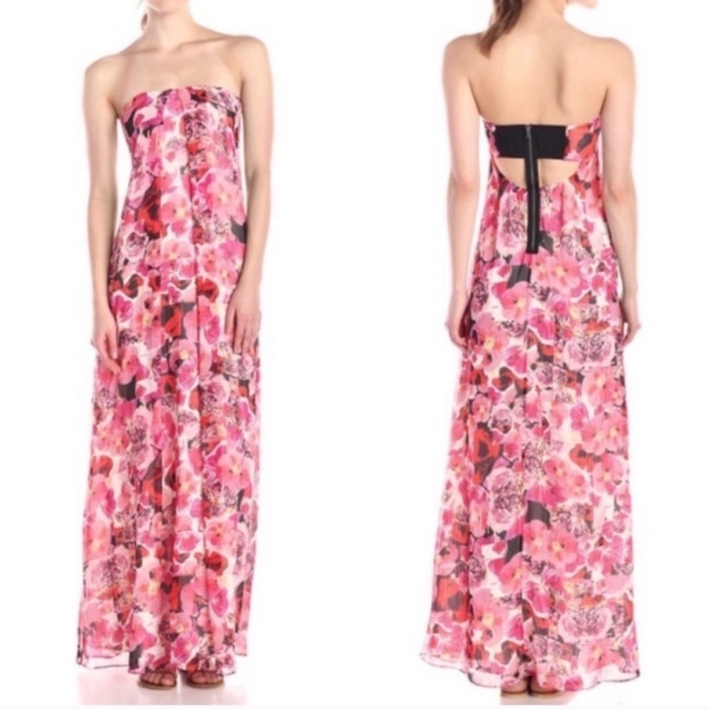 Sam Edelman Enchanted Kiss Watercolor Floral Strapless Maxi Dress Sz 4​